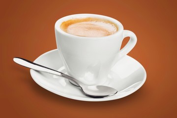 Black coffee in white cup isolated on  background