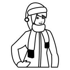 young woman with winter clothes