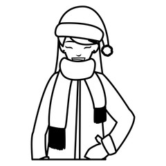 young woman with winter clothes