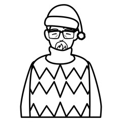 cute grandfather with winter clothes