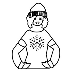 young woman with winter clothes