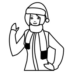 young woman with winter clothes