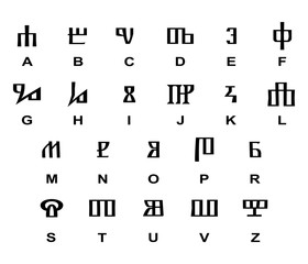Ancient glagolitic alphabet.Vector illustration