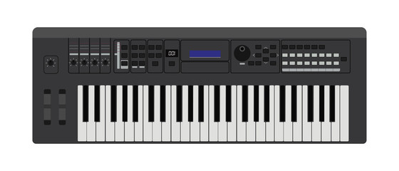 Music synthesizer icon.Detailed style electronic piano. Isolated vector 