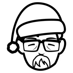 cute grandfather head with winter hat