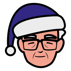 cute grandmother head with winter hat