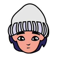 cute little boy head with winter hat