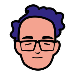 young man with glasses head