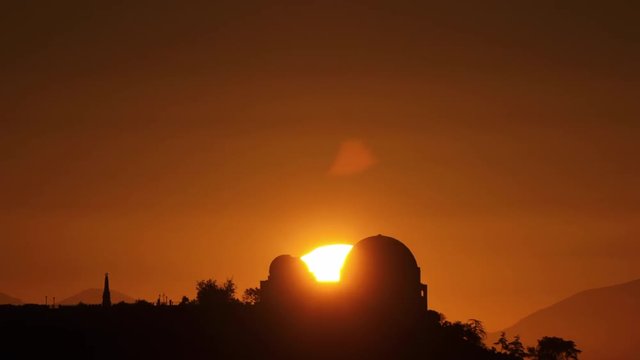 Time Lapse of the sun rising behind Griffith Observatory in Los Angeles.