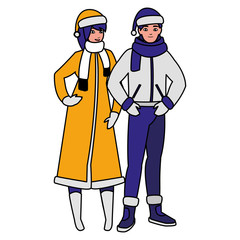 young couple with winter clothes