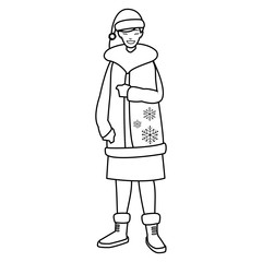 young woman with winter clothes