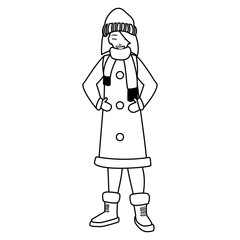 young woman with winter clothes