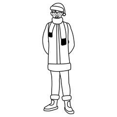 young man with beard and winter clothes