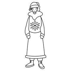 young woman with winter clothes