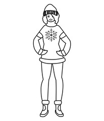 young woman with winter clothes