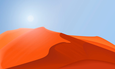 Naklejka na ściany i meble Desert landscape background illustrarion, design of dunes and sky.