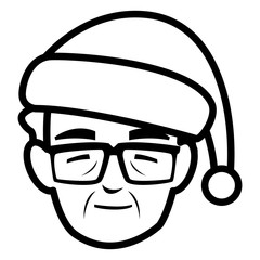 cute grandfather head with winter hat