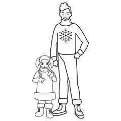father and daughter with winter clothes