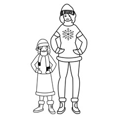 cute mother and daughter with winter clothes