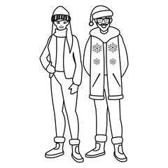 young couple with winter clothes