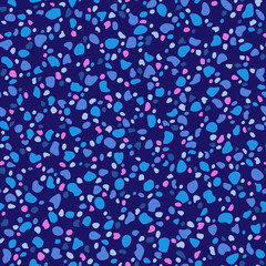 Terrazzo seamless vector pattern. Pink and blue abstract background. Imitation texture of mosaic tiles.