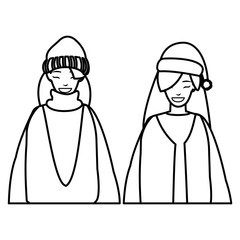 couple of girls with winter clothes