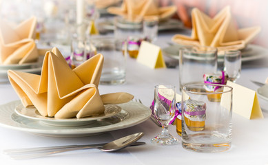 Wedding table beautifully prepared ready for guests.