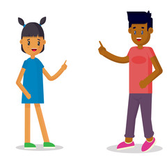 Vector illustration of cheerful teenagers on white background
