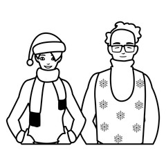 young couple with winter clothes