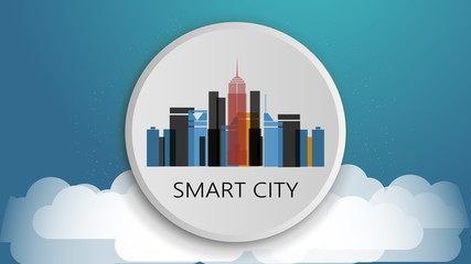 Smart City Design Concept. Network Connections, Colorful Technology Background.