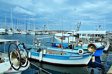 Corsica-boat in harbor Solenzara