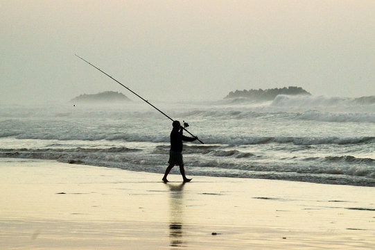 People fishing from the beach in agadir morocco
