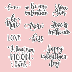 Valentine's Day hand drawn stickers - vector illustration, eps10