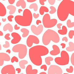 Naklejka na ściany i meble Pink heart shape seamless pattern on the white background. Isolated vector EPS 10.