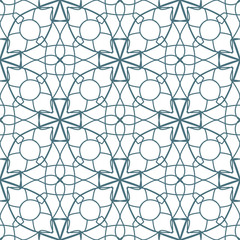 Seamless abstract floral pattern. Geometric flower ornament on a white background.