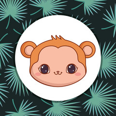 cute monkey with leafs