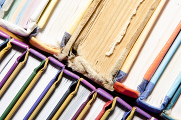 Texture of books and paper.