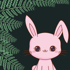 cute rabbit with leafs