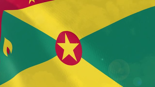 Grenada modern and realistic closeup 3D flag animation. Perfect for background or texture purposes. Seamless Loop.