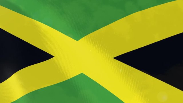 Jamaica modern and realistic closeup 3D flag animation. Perfect for background or texture purposes. Seamless Loop.