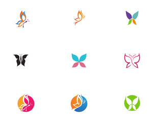 Fototapeta na wymiar Butterfly simple colorful Logo