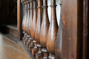 Railing stairs close up. Soft focus. Concept of antiquity, vintage, luxury.