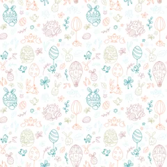 Foto auf Glas Funny Happy Easter seamless pattern background greeting card © svsunny