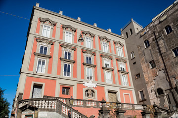 Fototapeta na wymiar Famous building in Piazza Bellini in Naples, Italy