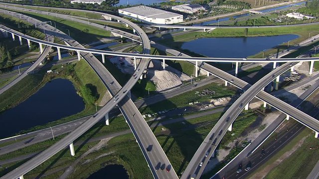 Aerial overhead view Interstate 95 Intersection Fort Lauderdale
