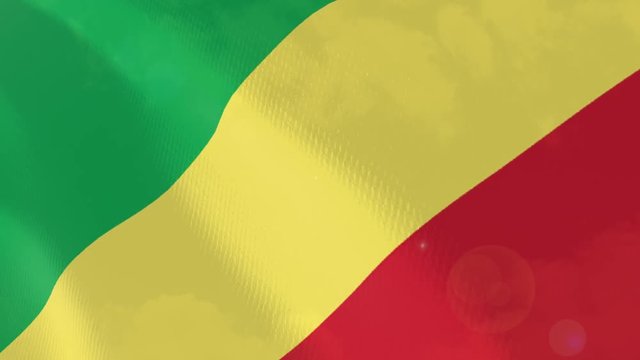 Republic of congo modern and realistic closeup 3D flag animation. Perfect for background or texture purposes. Seamless Loop.