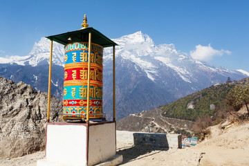 Beautiful prayer wheel in Namche Bazar, Everest Region, Nepal. 