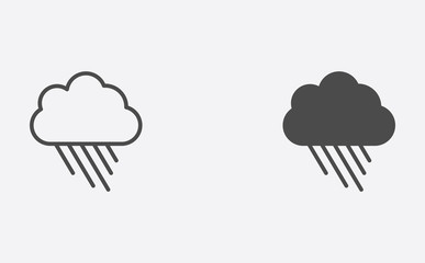 Rainy weather filled and outline vector icon sign symbol