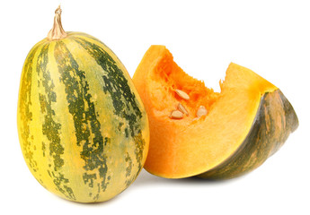 pumpkin with piece of pumpkin isolated on white background