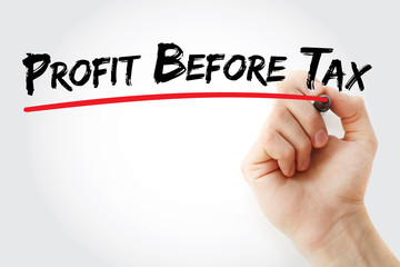 PBT - Profit Before Tax acronym, business concept background